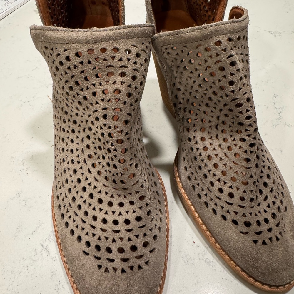 Jeffrey Campbell Taupe Perforated Ankle Booties